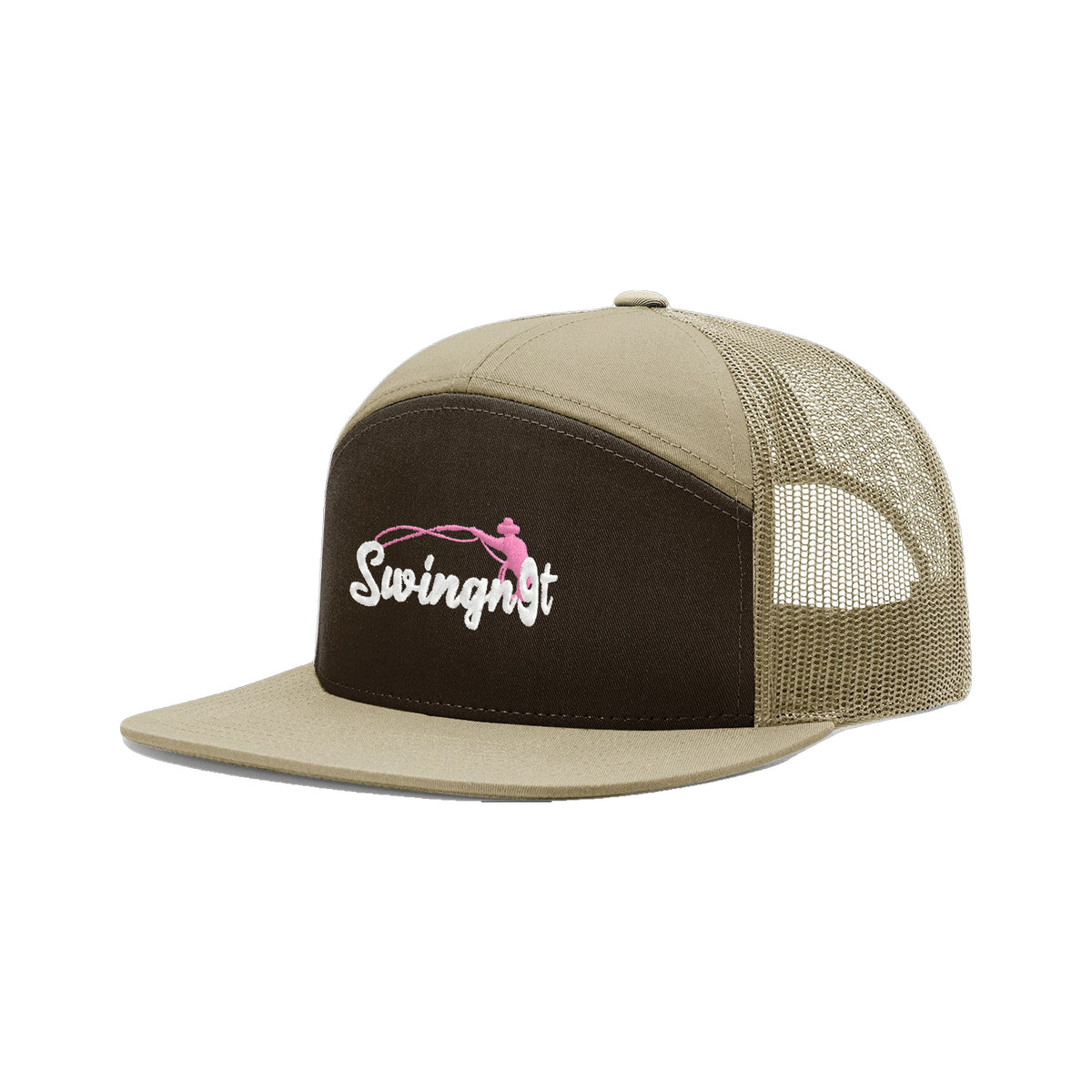 SwingN9T Roping Richardson 168 Hat / Brown/Khaki / White/Pink / angle on white
