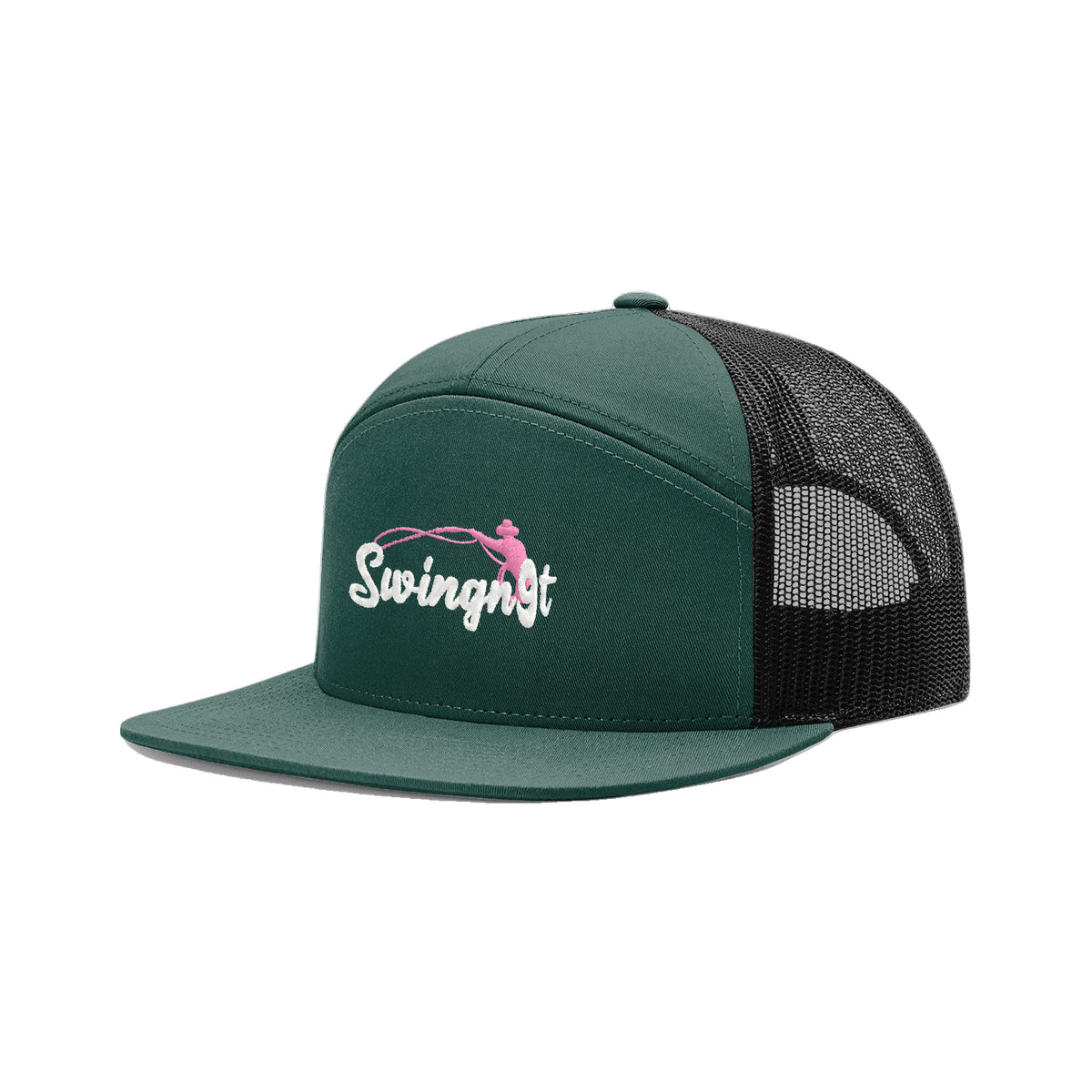 SwingN9T Roping Richardson 168 Hat / Dark Green/Black / White/Pink / angle on white