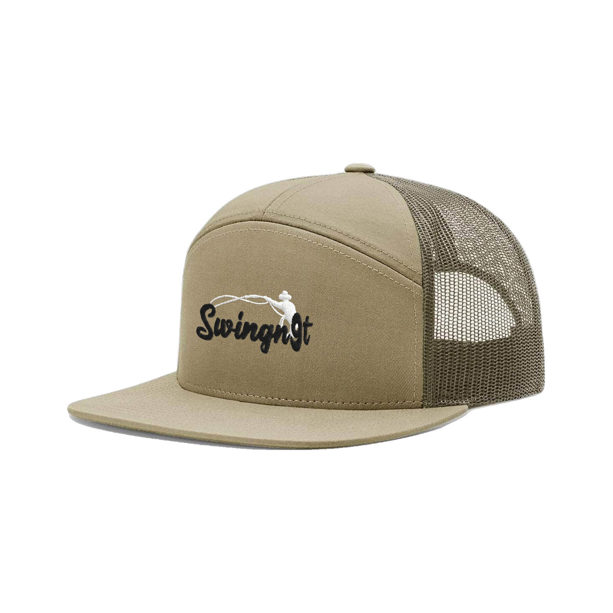 SwingN9T Roping Richardson 168 Hat / Pale Khaki/Loden / Black/White / angle on white
