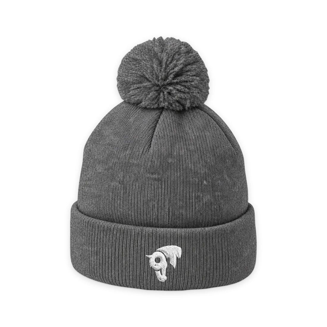 SwingN9T Cowpoke Pom-Pom Beanie — Black — front view on white