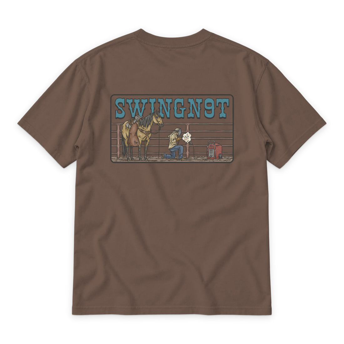 SwingN9T Welder T-Shirt — Black — back view on white