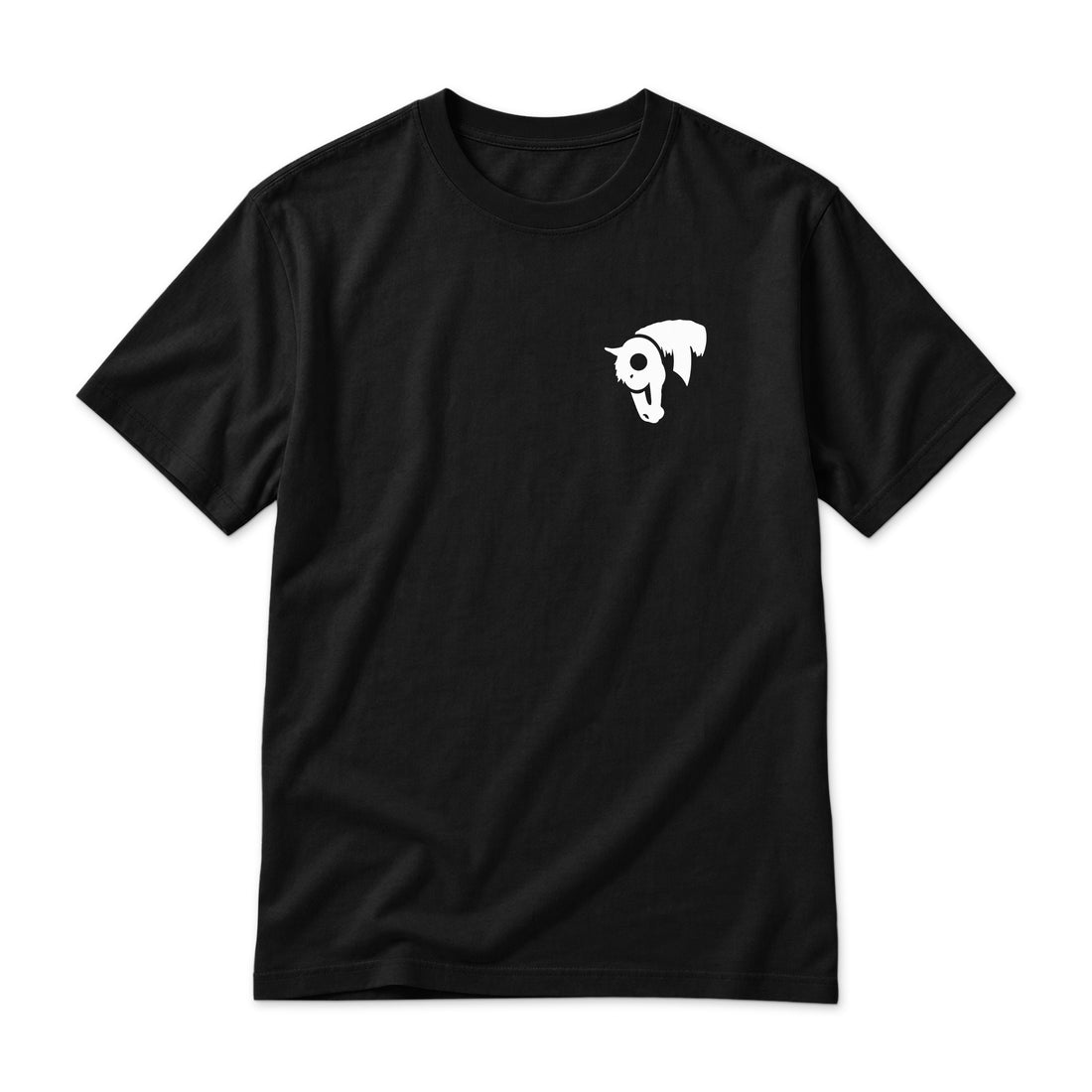 SwingN9T Cowpoke Horse Logo T-Shirt — Black — front view on white