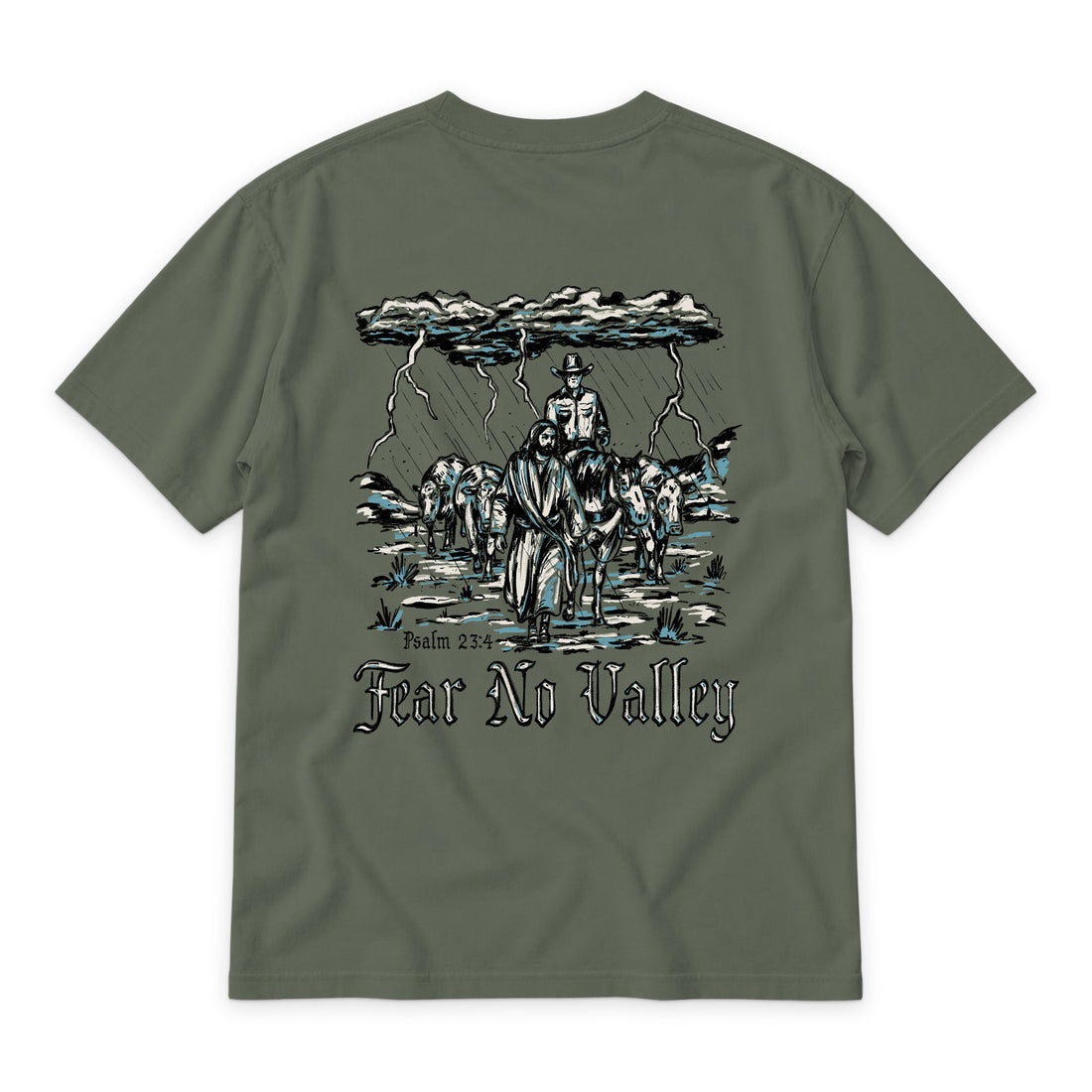 Fear No Valley T-Shirt — Espresso — back view on white