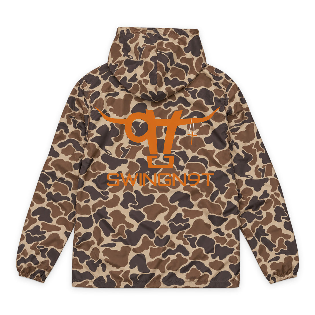 SwingN9T Duck Camo Hooded Windbreaker — Duck Camo — front view on white
