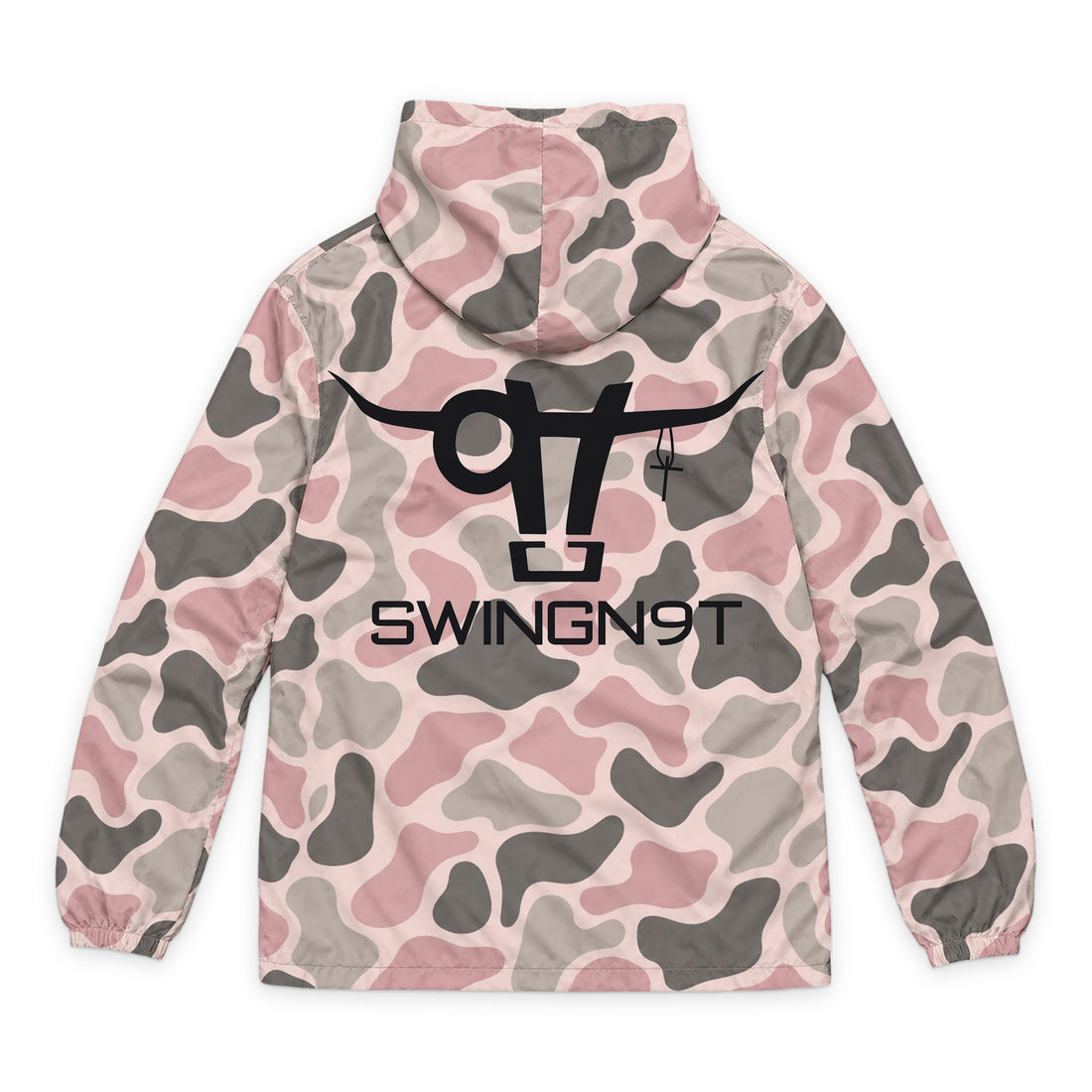 SwingN9T Pink Camo Hooded Windbreaker — Pink Camo — front view on white