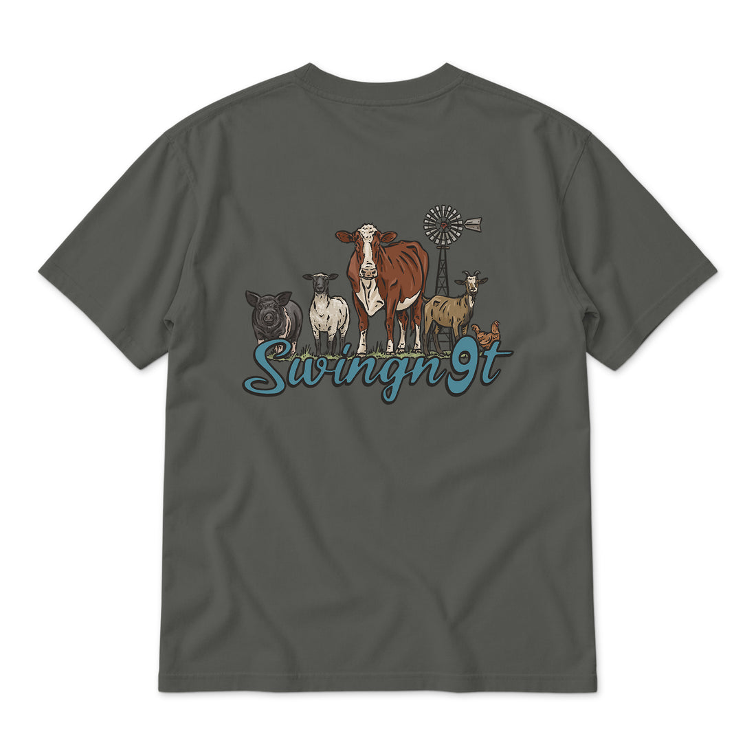 Swingn9t Livestock T-Shirt / Pepper / back on white