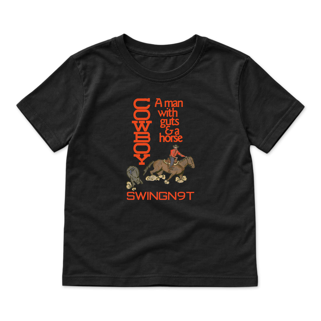 Cowboy Guts Kid T-shirt / Black / front on white