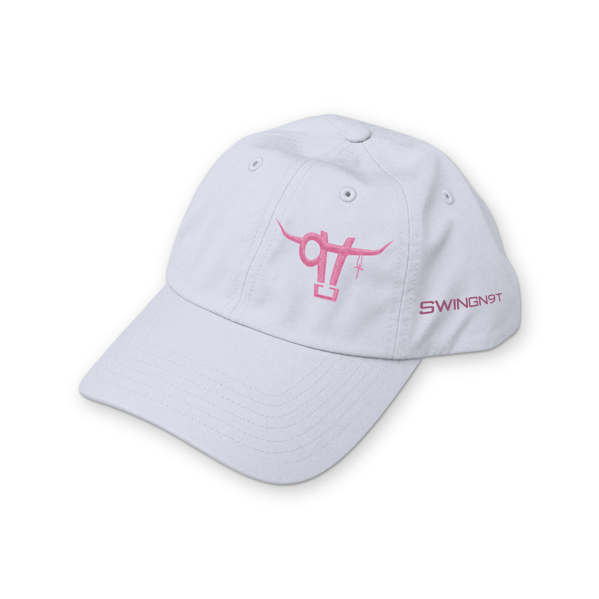Richardson 220 (Grey) / Grey / Pink / angle on white