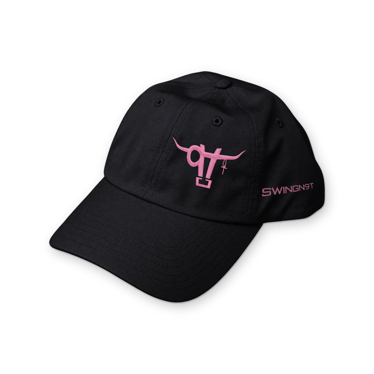 Richardson 220 (Black) / Black / Pink / angle on white