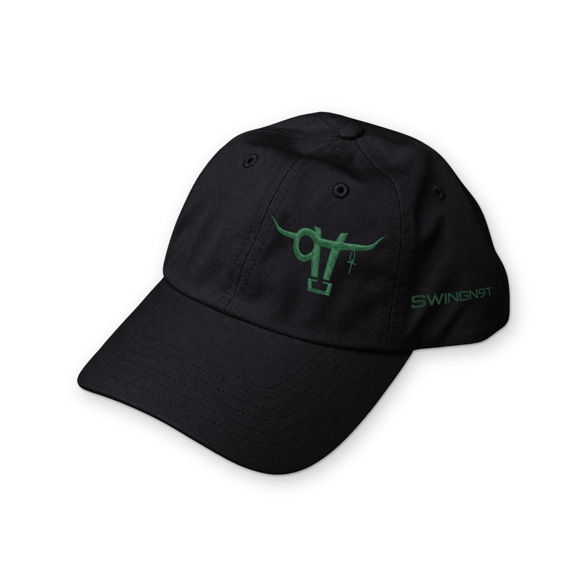 Richardson 220 (Black) / Black / Dark Green / angle on white