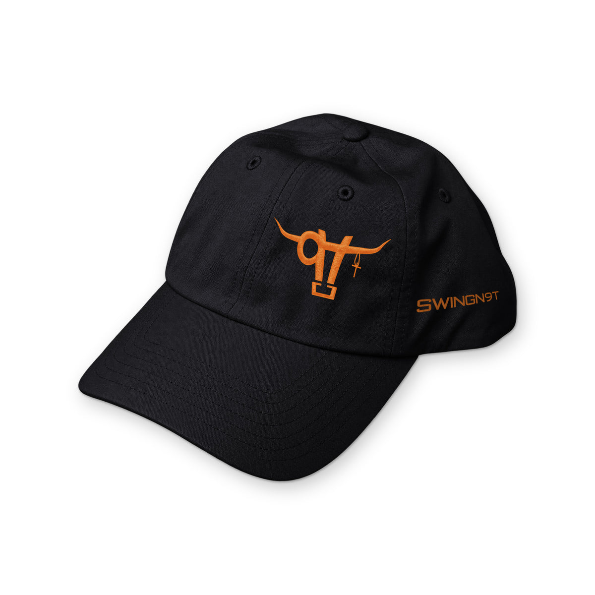 Richardson 220 (Black) / Black / Orange / angle on white