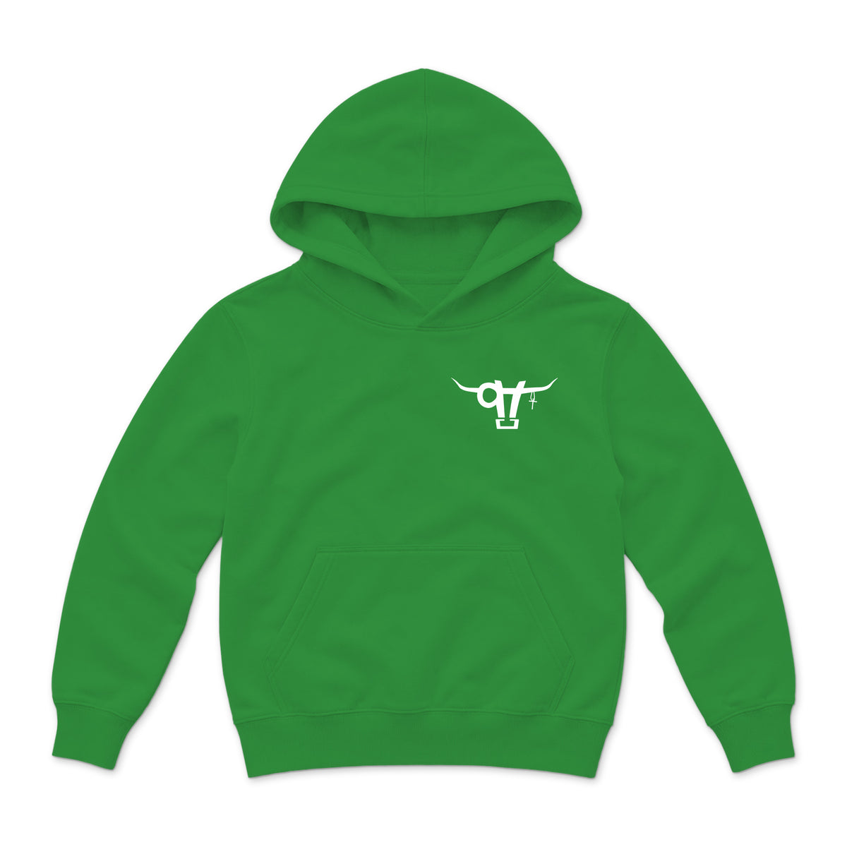 High Voltage Kids Hoodie / Irish Green / front on white