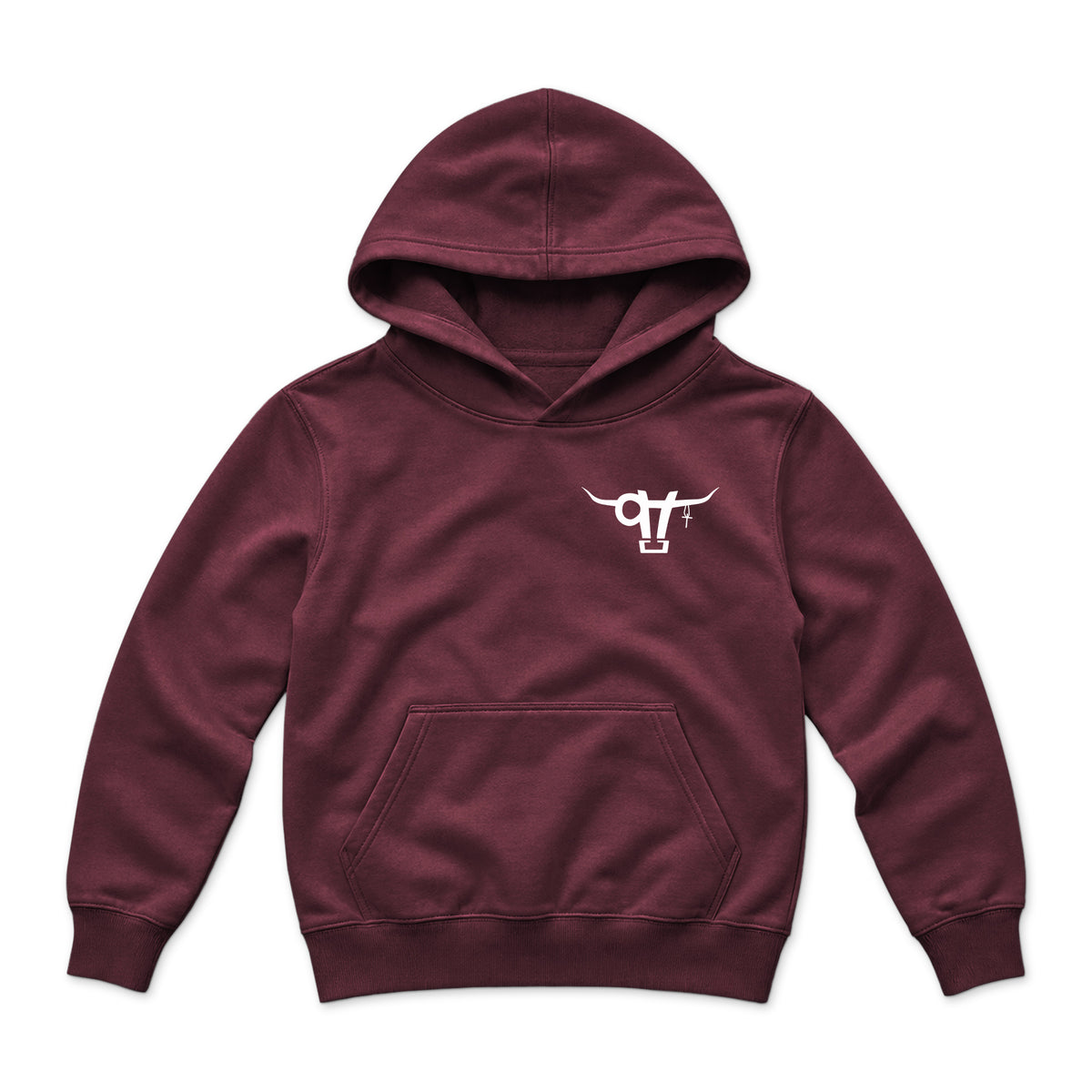 High Voltage Kids Hoodie / Maroon / front on white