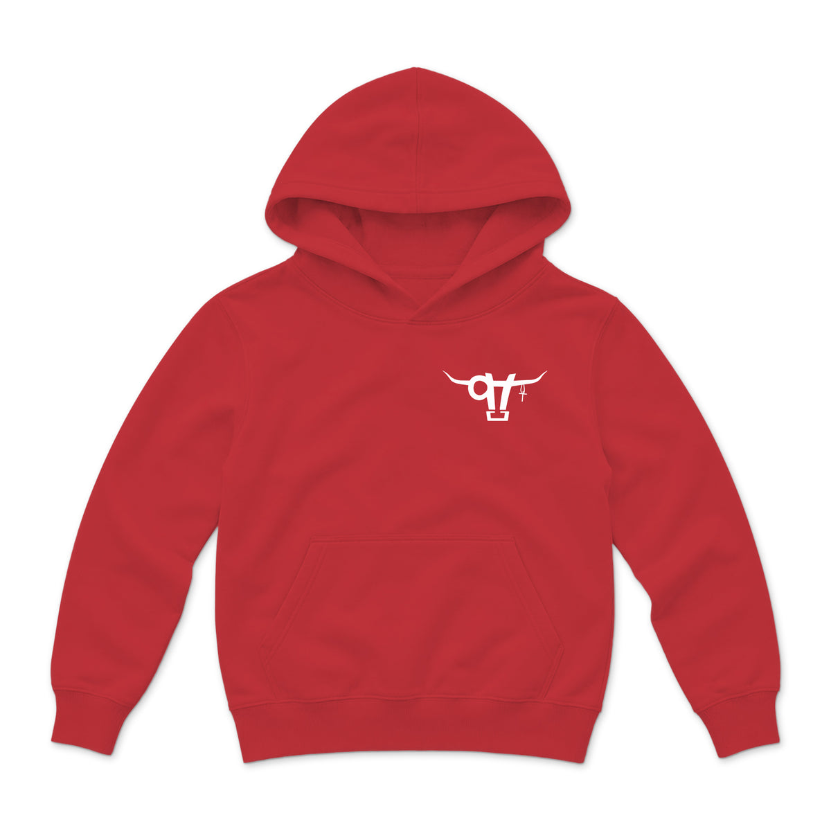 High Voltage Kids Hoodie / Red / front on white