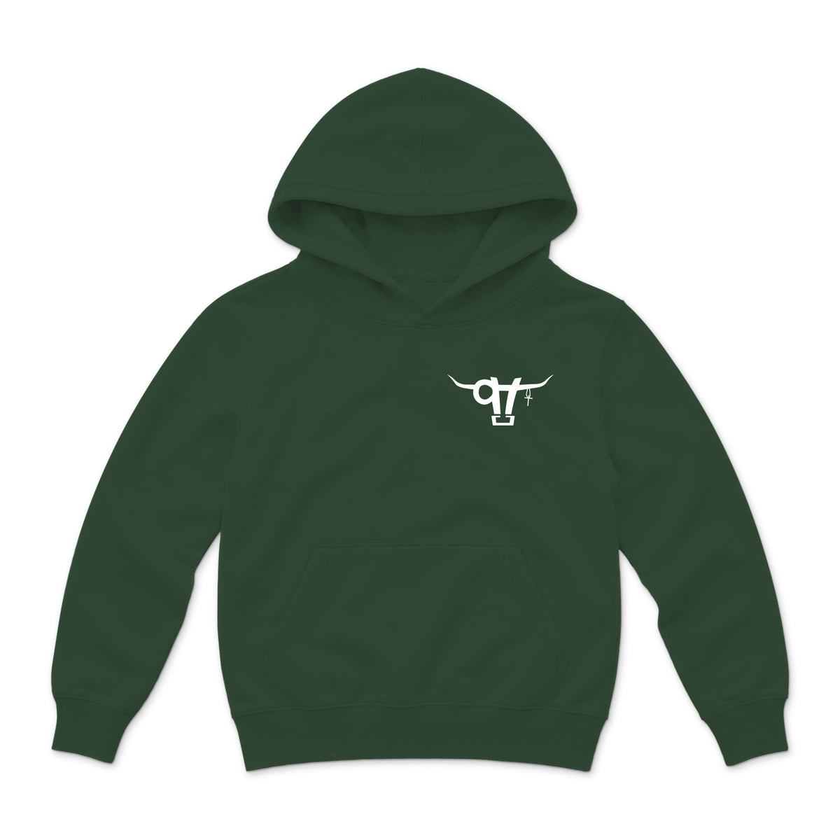 High Voltage Kids Hoodie / Forest Green / front on white