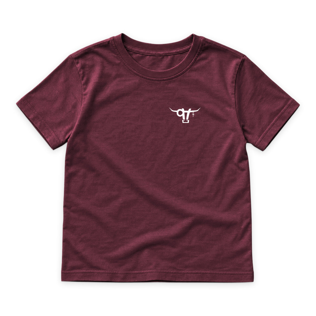 SWINGN9T Kid T-Shirt — Maroon — front view on white