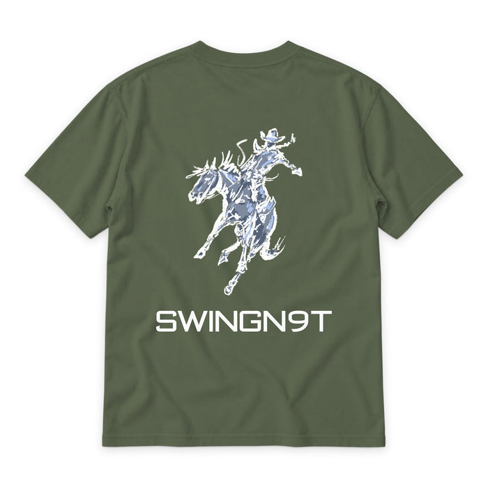 High Voltage T- Shirt — Sage — back view on white