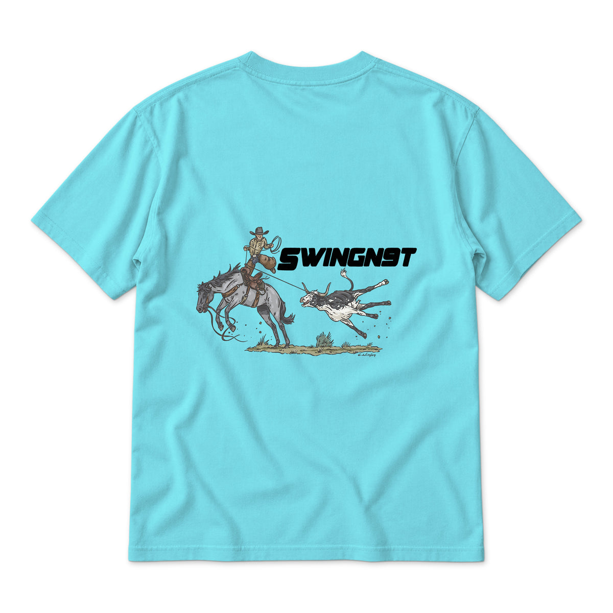 Dally Em Up T- Shirt / Lagoon Blue / back on white