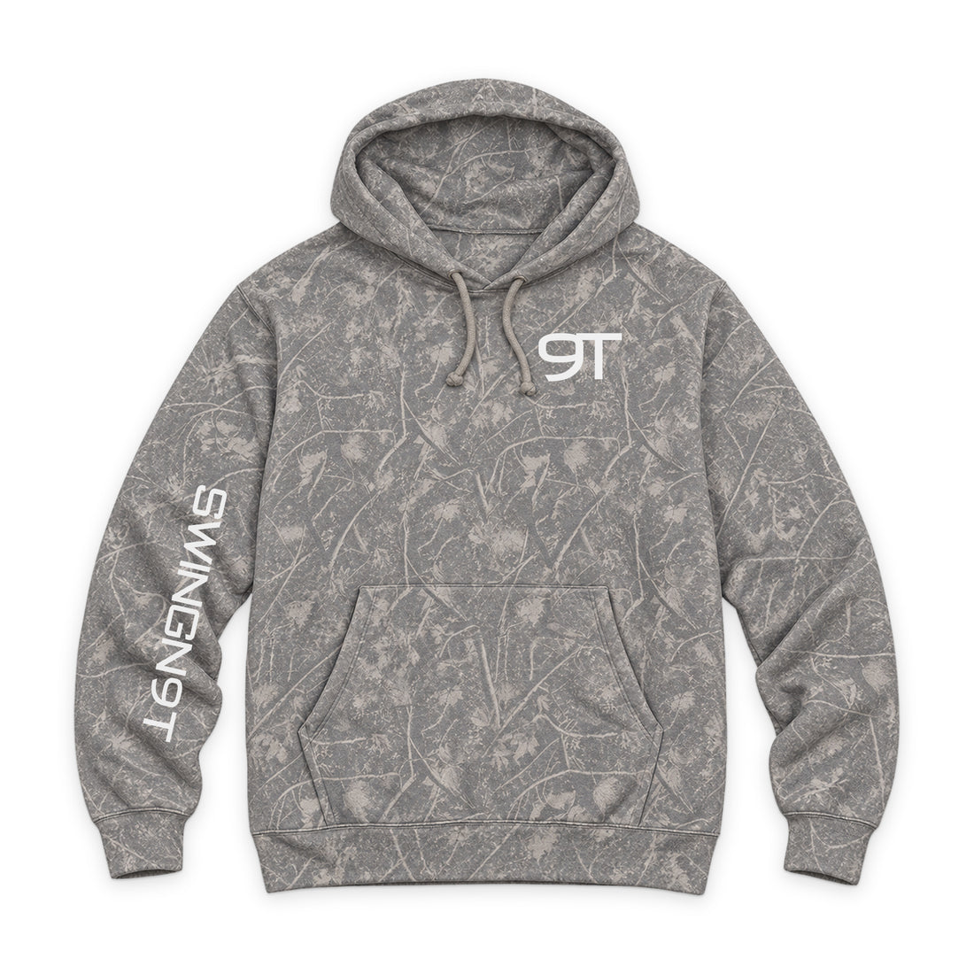 Camo Swingn9t Hoodies — Deadwood Camo — front view on white