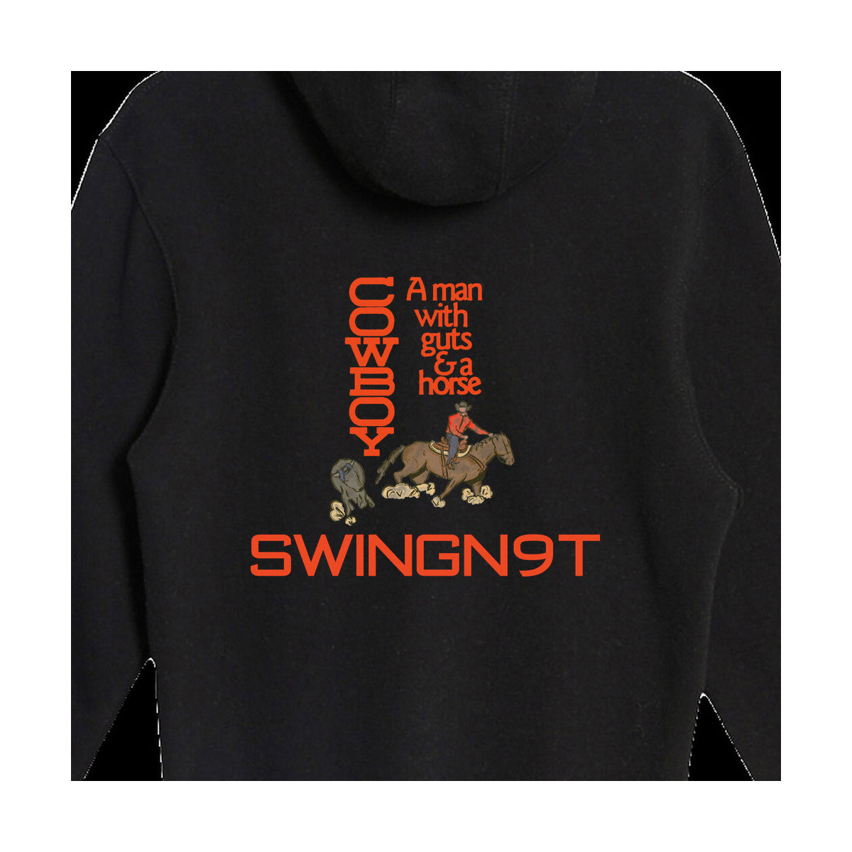 swingn9t cowboy guts hoodie — detail on white