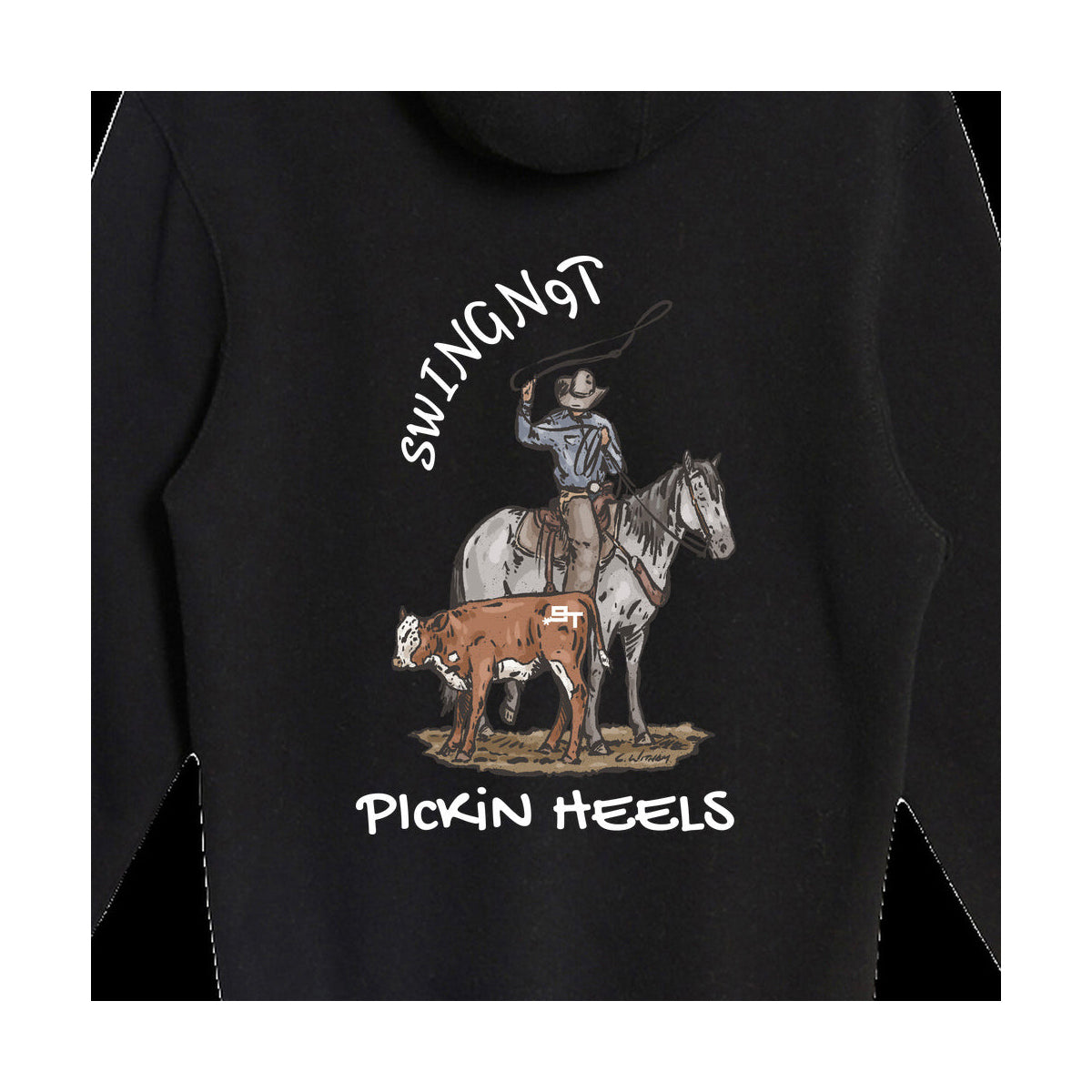 swingn9t picken heels hoodie — detail on white