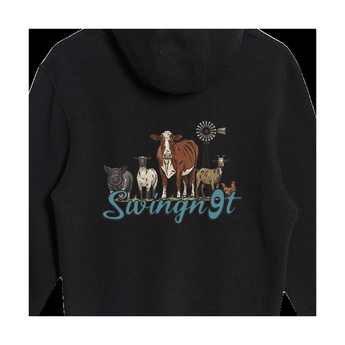 swingn9t livestock hoodie — detail on white