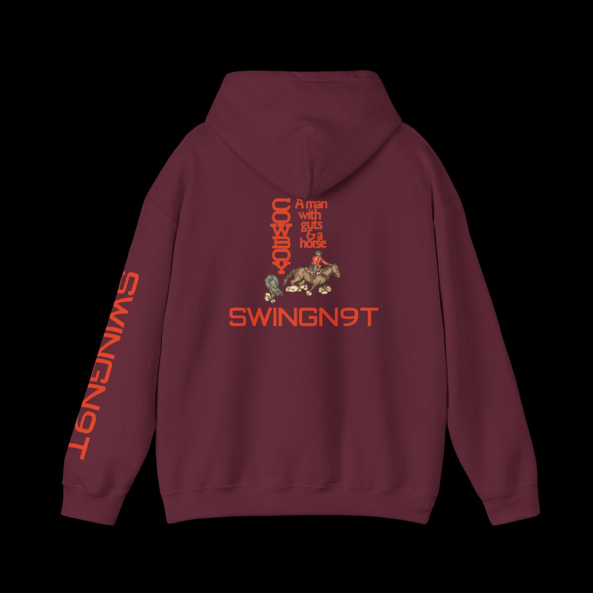Swingn9t Cowboy Guts Hoodie - Maroon, back