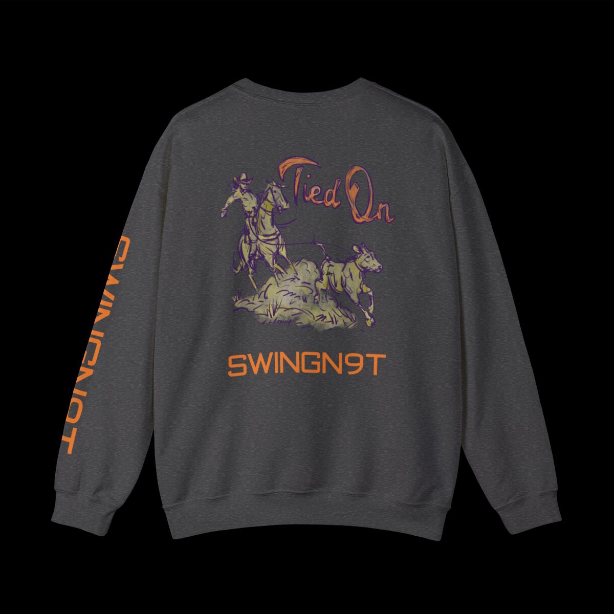 Swingn9t Tied On Branded Crewneck Sweatshirt - Dark Heather, back