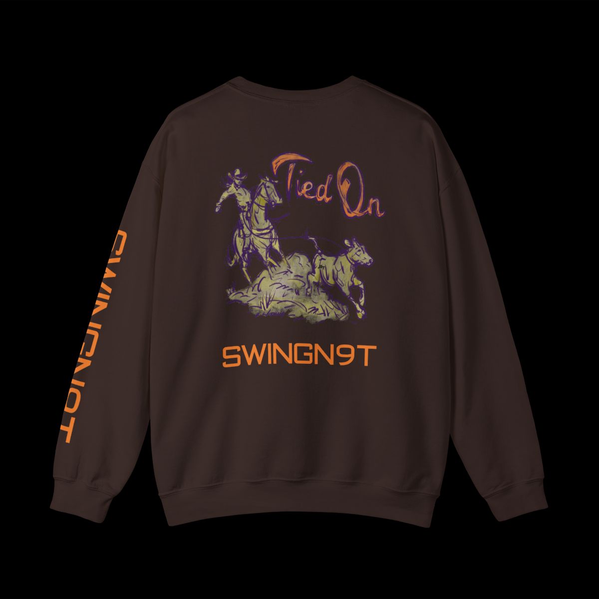 Swingn9t Tied On Branded Crewneck Sweatshirt - Dark Chocolate, back